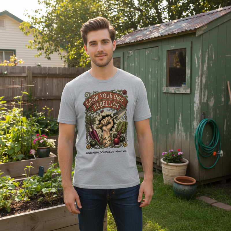 Grow Your Own Rebellion T-Shirt — Organic Gardener Fist Graphic Tee