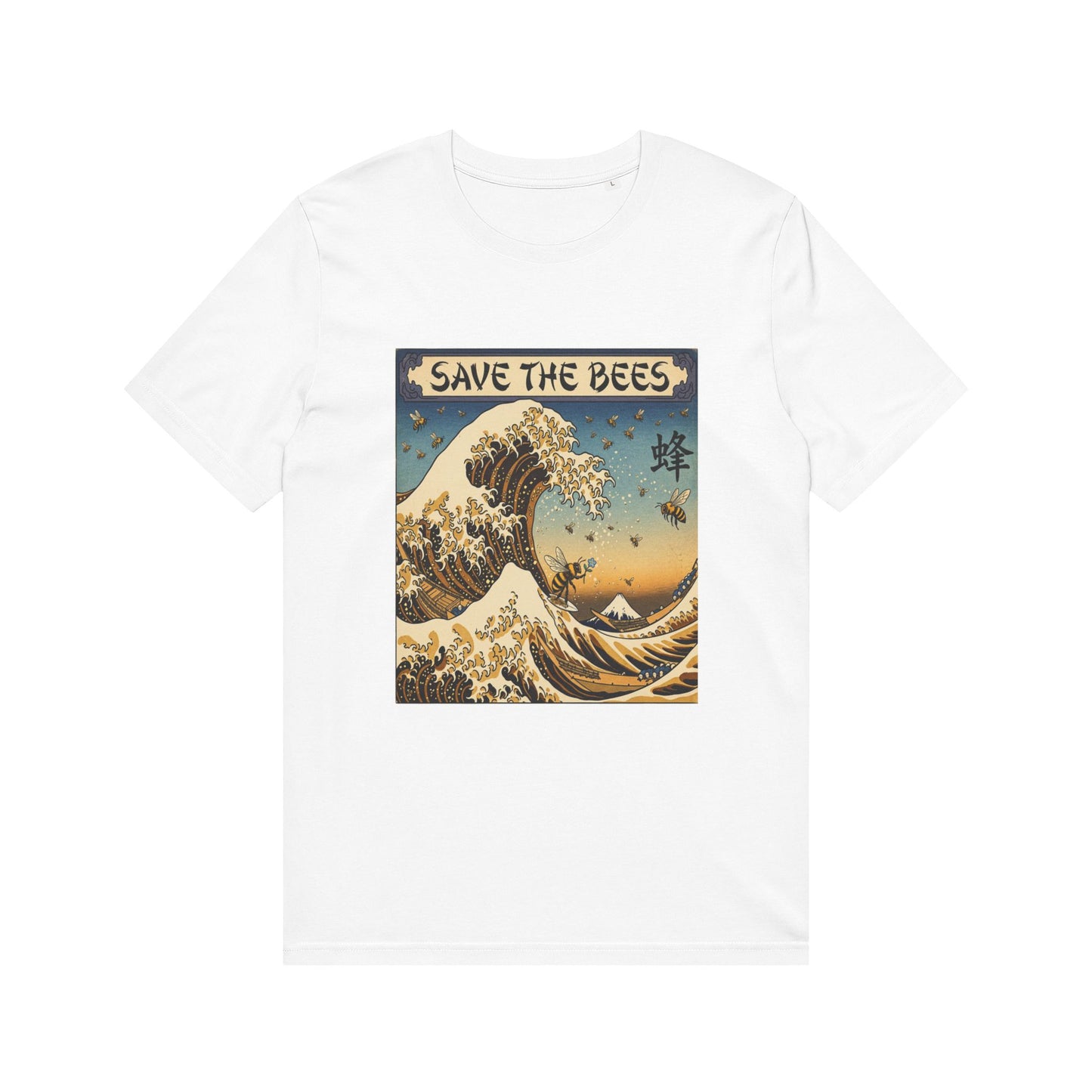 Save the Bees Organic Tee — Vintage Wave & Honeycomb Print