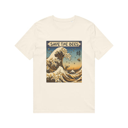 Save the Bees Organic Tee — Vintage Wave & Honeycomb Print