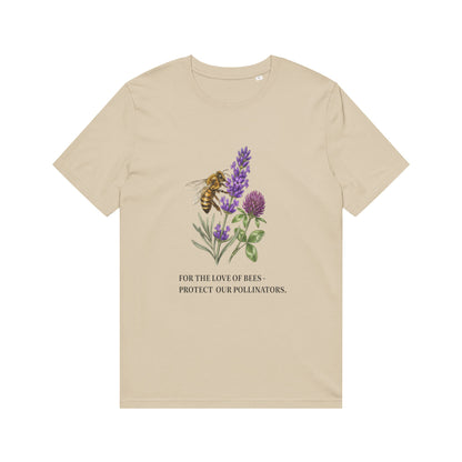 Bee & Wildflower T-Shirt — "For the Love of Bees, Protect Our Pollinators" Organic Tee