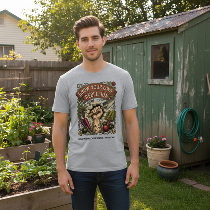Grow Your Own Rebellion T-Shirt — Organic Gardener Fist Graphic Tee