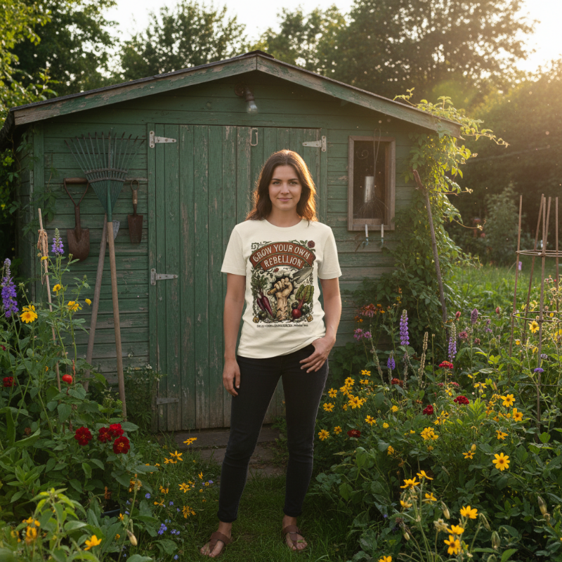 Grow Your Own Rebellion T-Shirt — Organic Gardener Fist Graphic Tee
