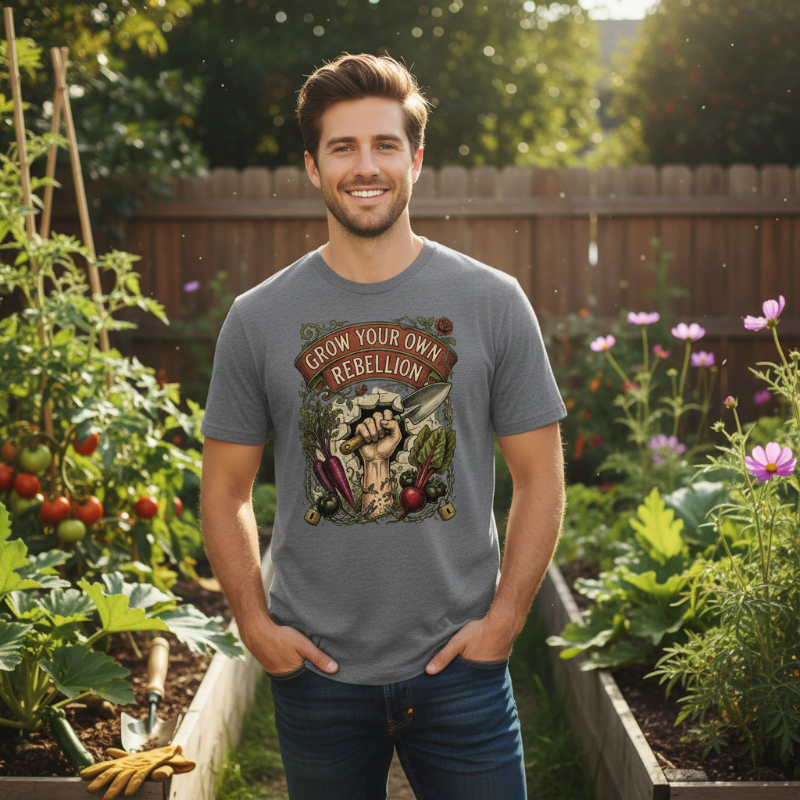 Grow Your Own Rebellion T-Shirt — Organic Gardener Fist Graphic Tee