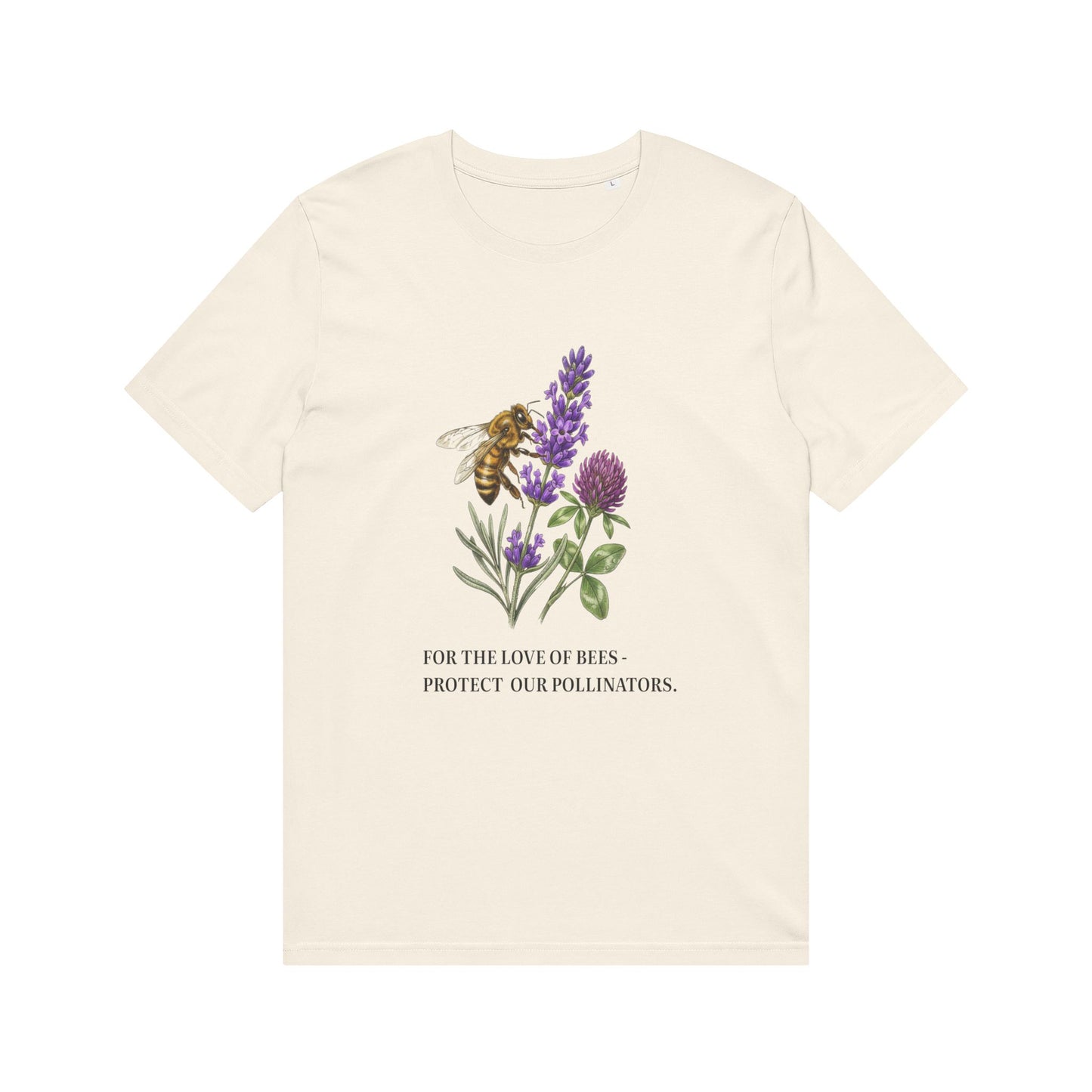 Bee & Wildflower T-Shirt — "For the Love of Bees, Protect Our Pollinators" Organic Tee