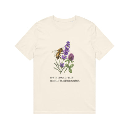 Bee & Wildflower T-Shirt — "For the Love of Bees, Protect Our Pollinators" Organic Tee