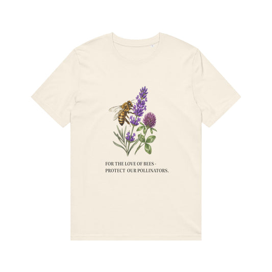 Bee & Wildflower T-Shirt — "For the Love of Bees, Protect Our Pollinators" Organic Tee