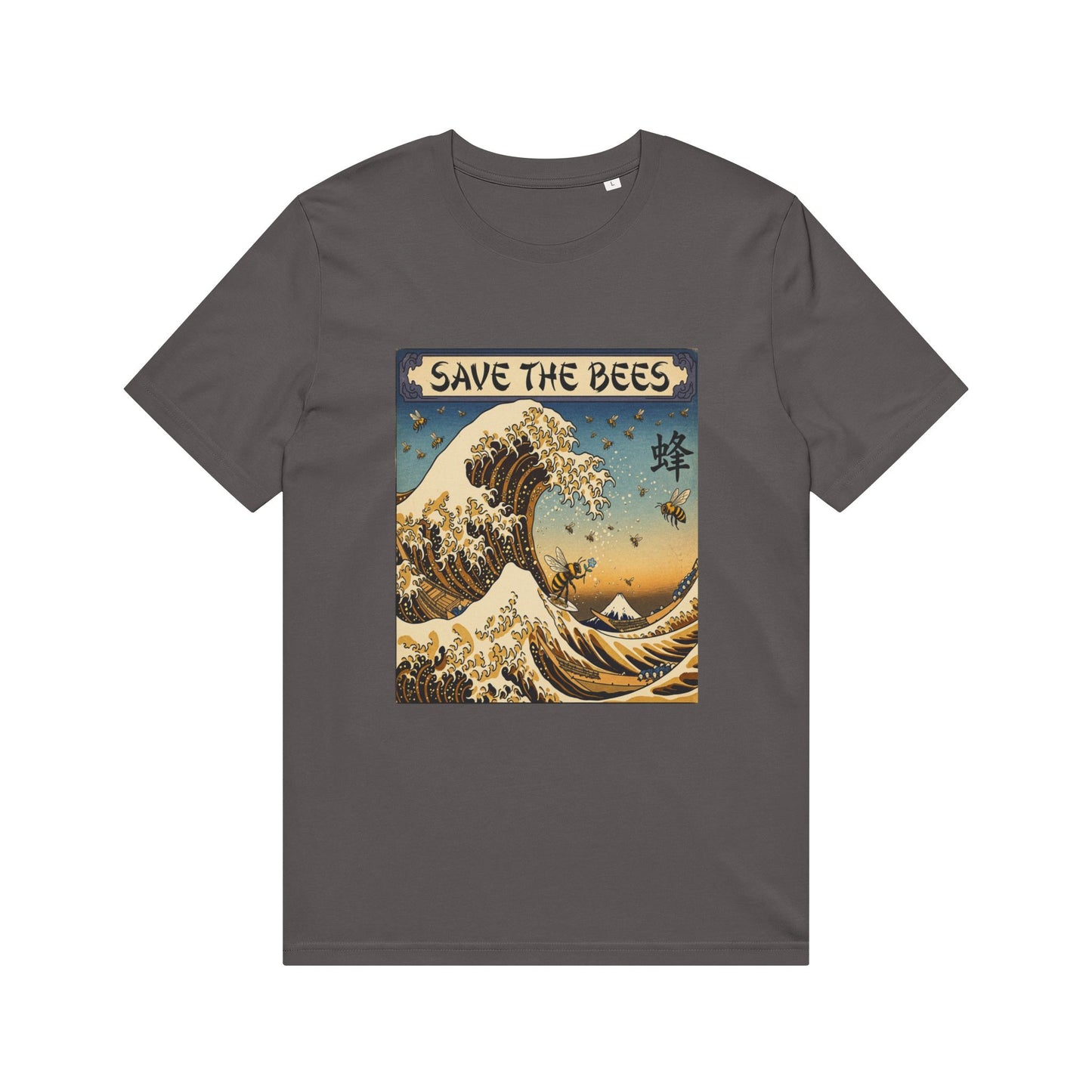 Save the Bees Organic Tee — Vintage Wave & Honeycomb Print