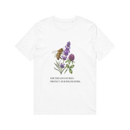 Bee & Wildflower T-Shirt — "For the Love of Bees, Protect Our Pollinators" Organic Tee