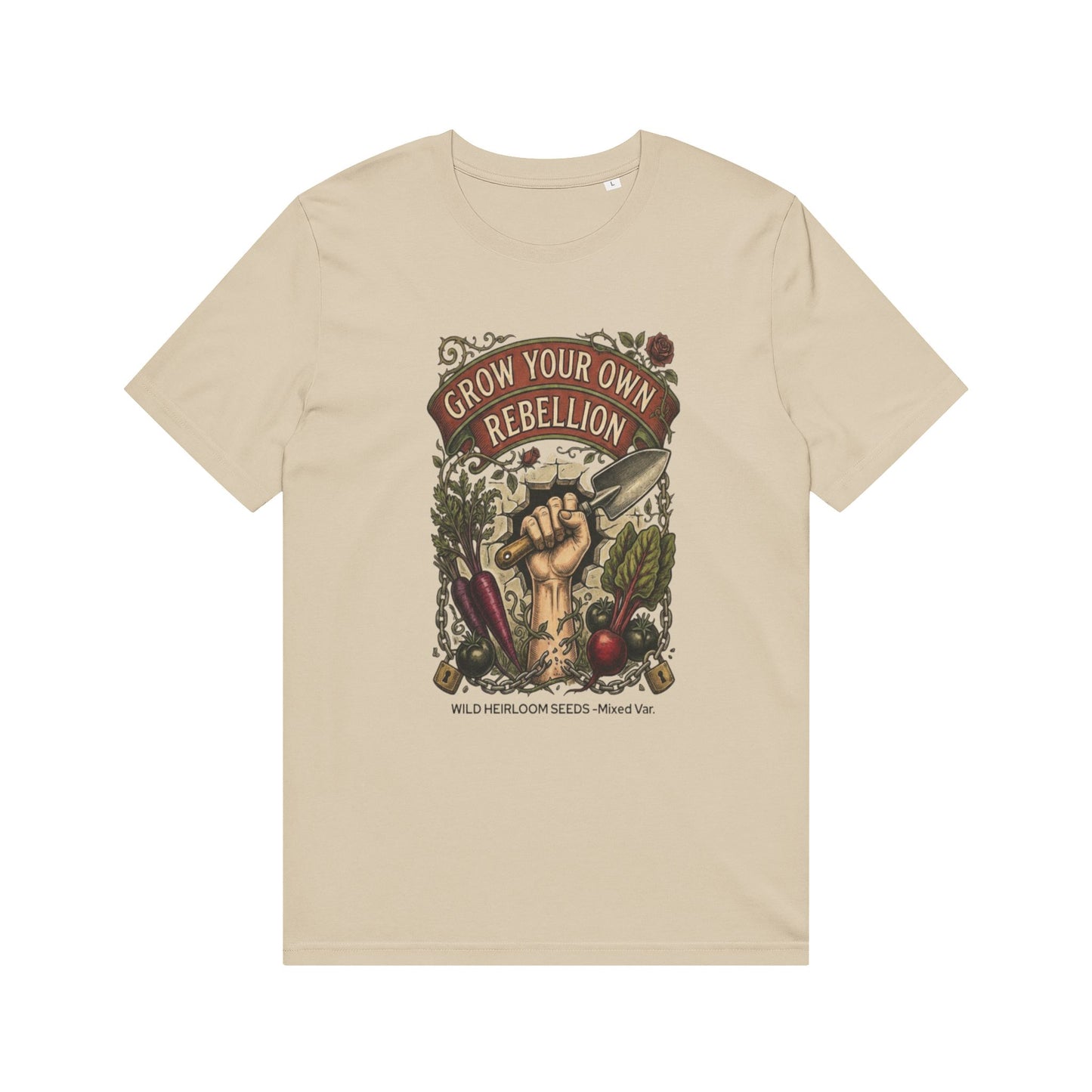 Grow Your Own Rebellion T-Shirt — Organic Gardener Fist Graphic Tee