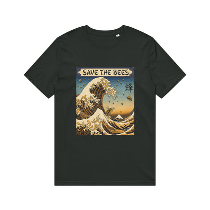 Save the Bees Organic Tee — Vintage Wave & Honeycomb Print